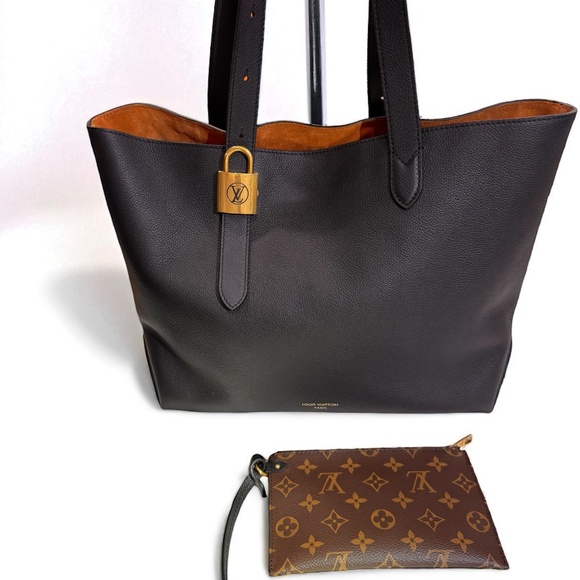 Louis Vuitton Low Key Cabas MM Tote – Black Calfskin w Gold Padlock & Monogram - Picture 2 of 12